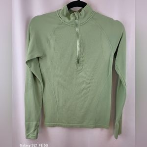 Rib Knit 1/4 Zip Pullover Athletic Jacket